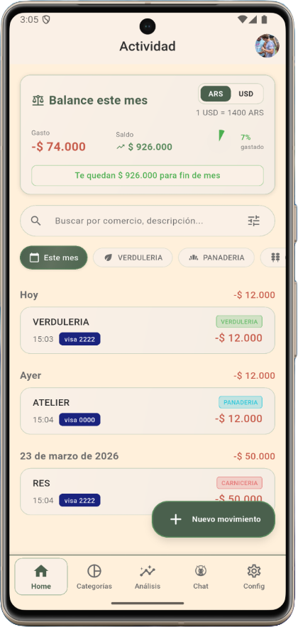 Mockup Pixel 7 Pro con la pantalla Actividad de Hormiguero